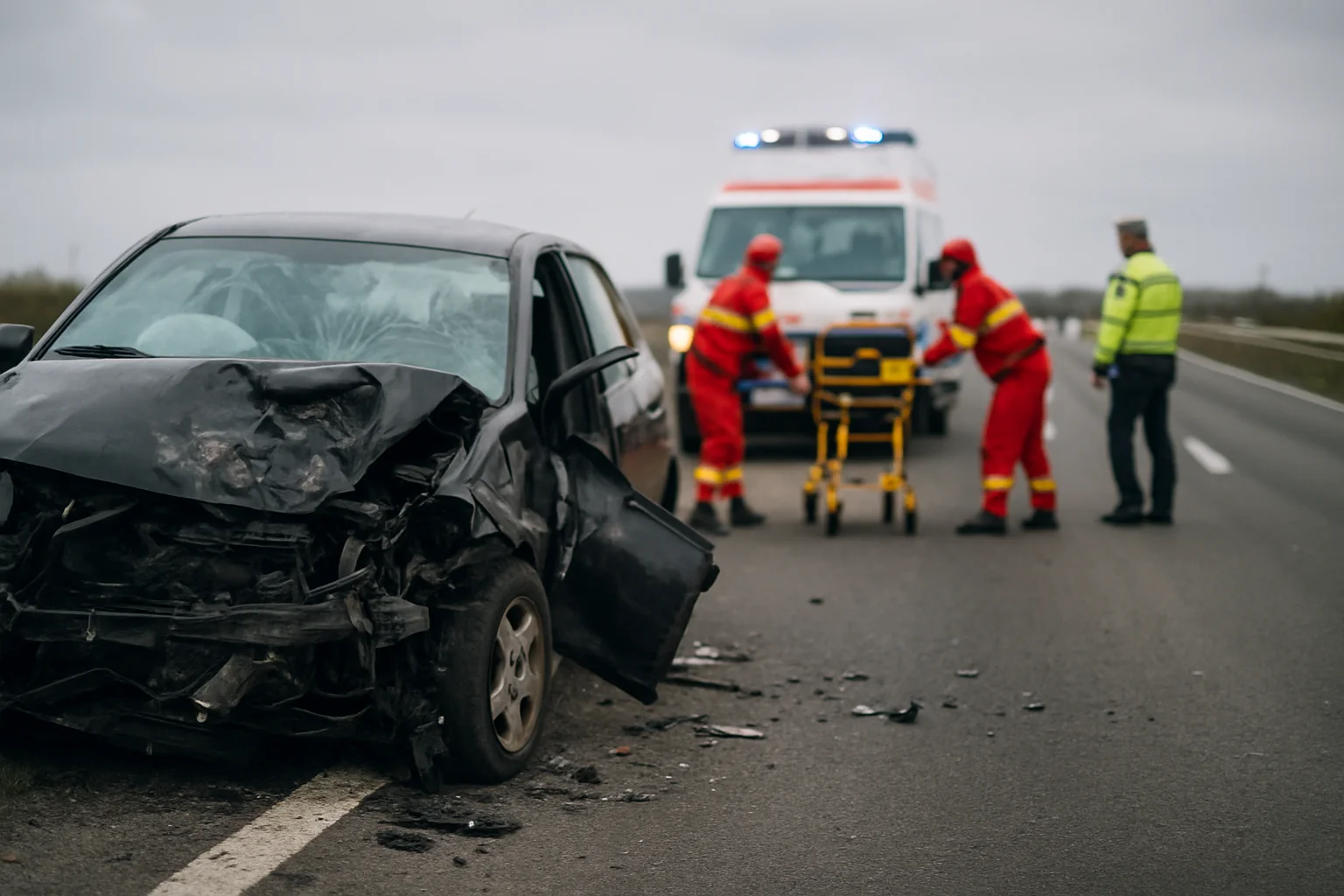 Accident pe A1 lângă Arad: Doi răniți transportați la spital