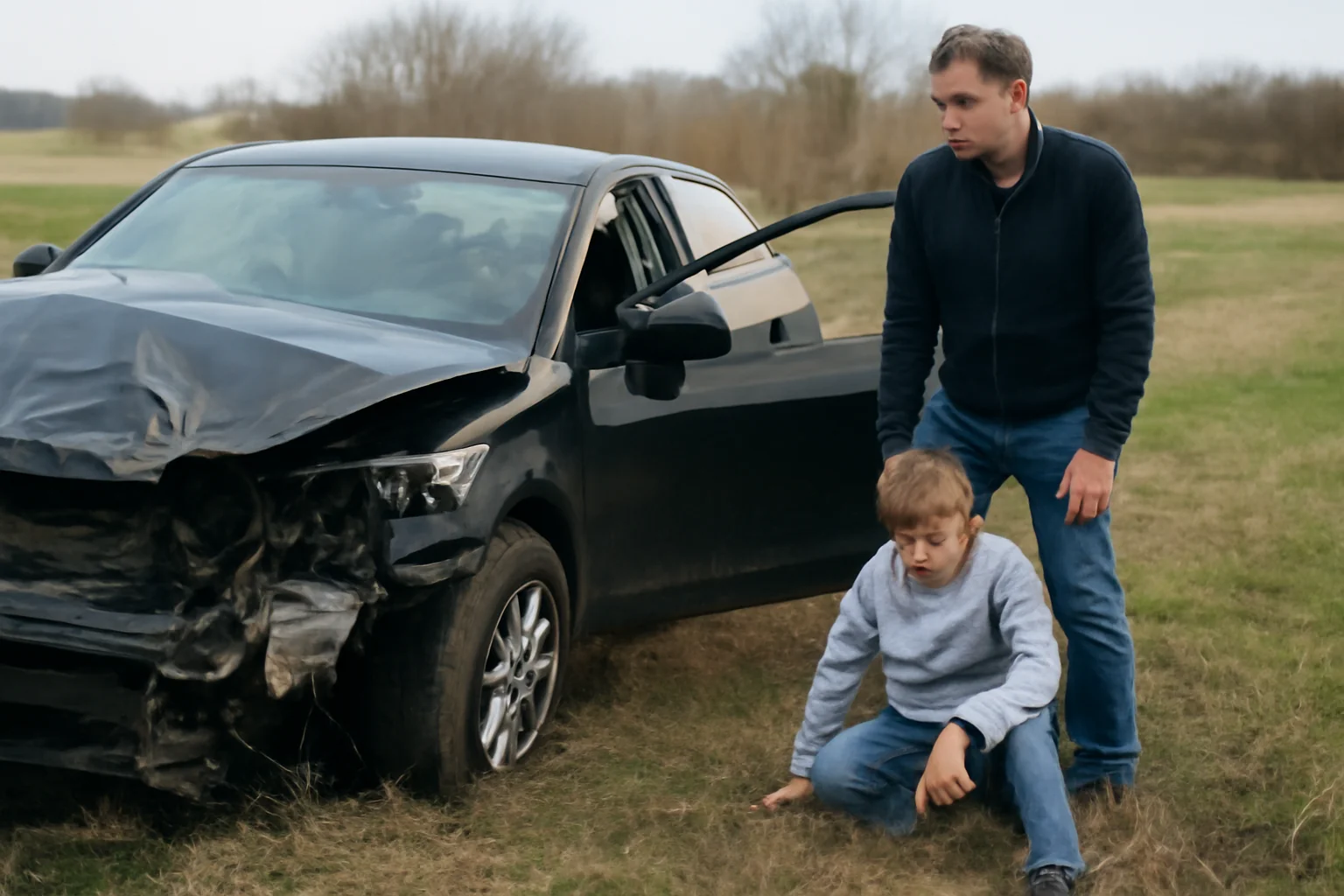Accident rutier lângă Ghioroc, județul Arad: un adult și un minor ajunși la spital