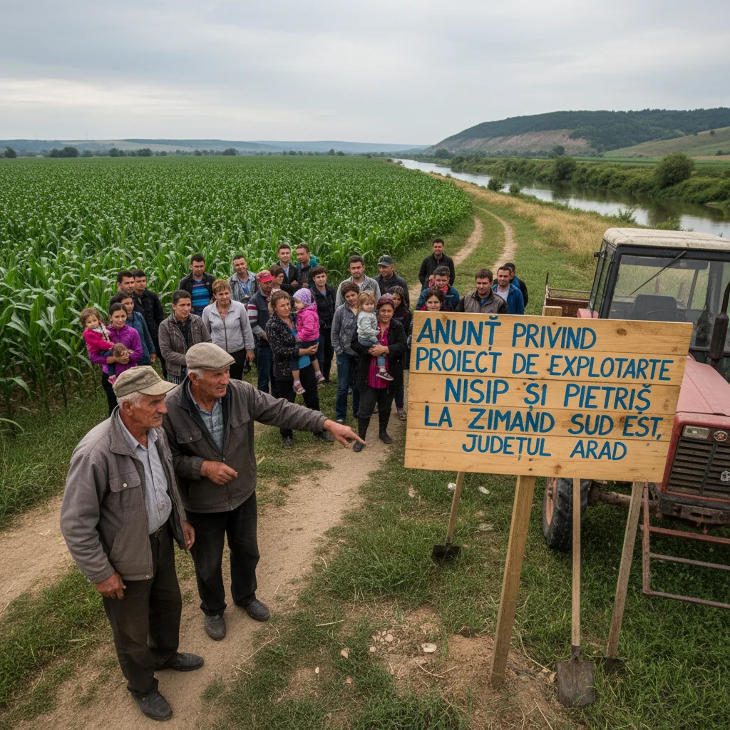 Anunț public la Arad privind solicitarea de acord de mediu pentru exploatarea de nisip și pietriș la Zimand Sud Est