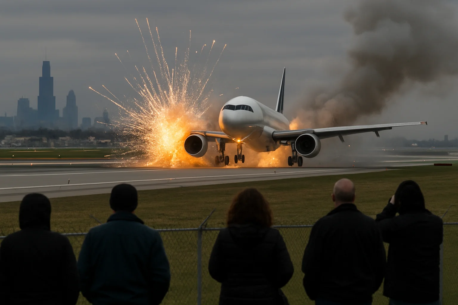 Avion Delta, contact cu artificii la aterizare