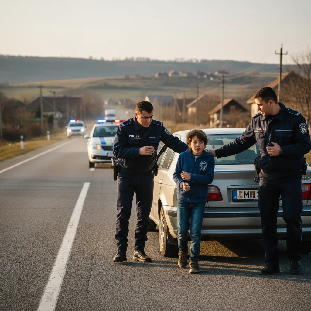Băiat de 12 ani, urmărit de poliție până în județul Arad după ce a plecat cu mașina unchiului din Sibiu