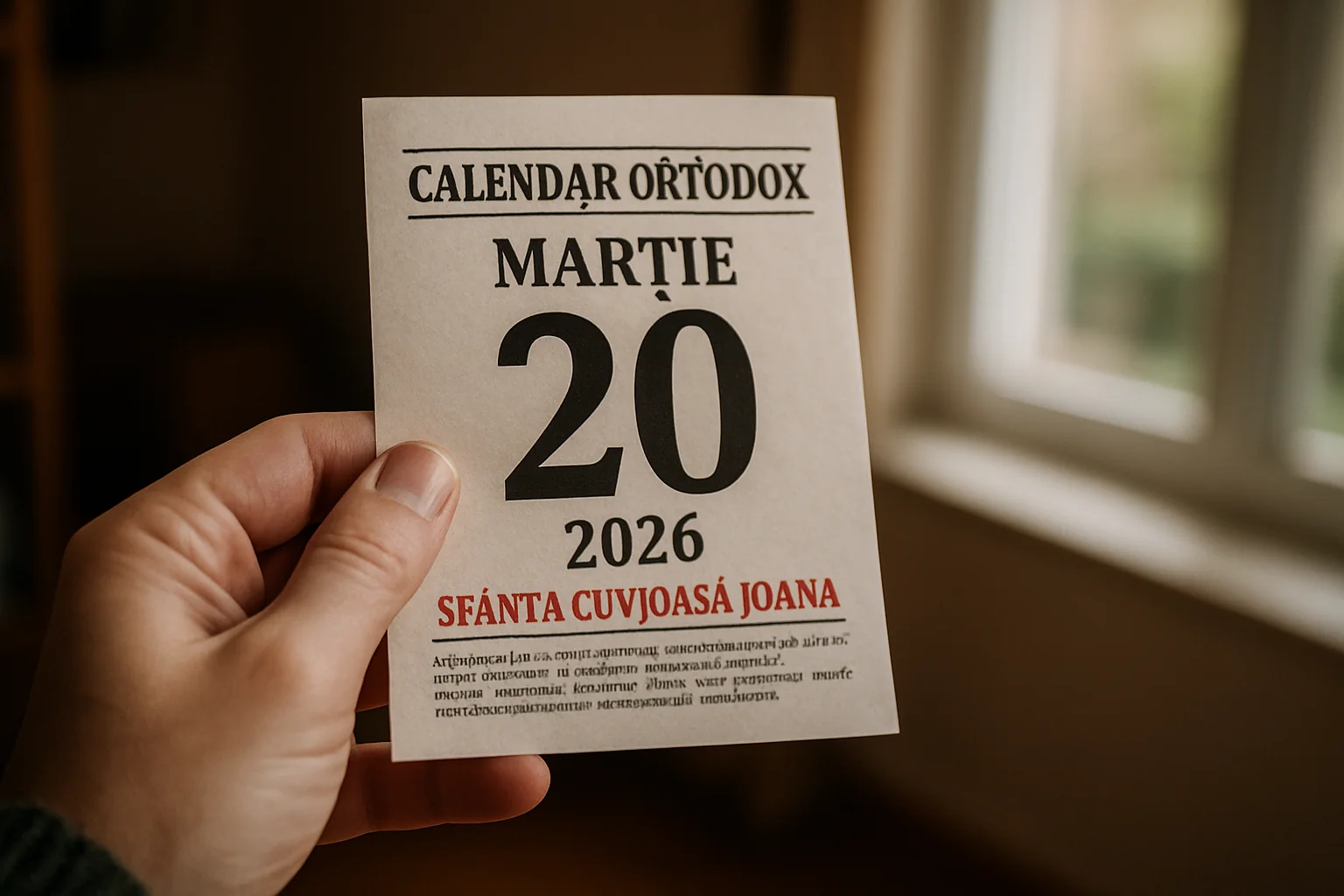 Calendar ortodox – 20 martie 2026