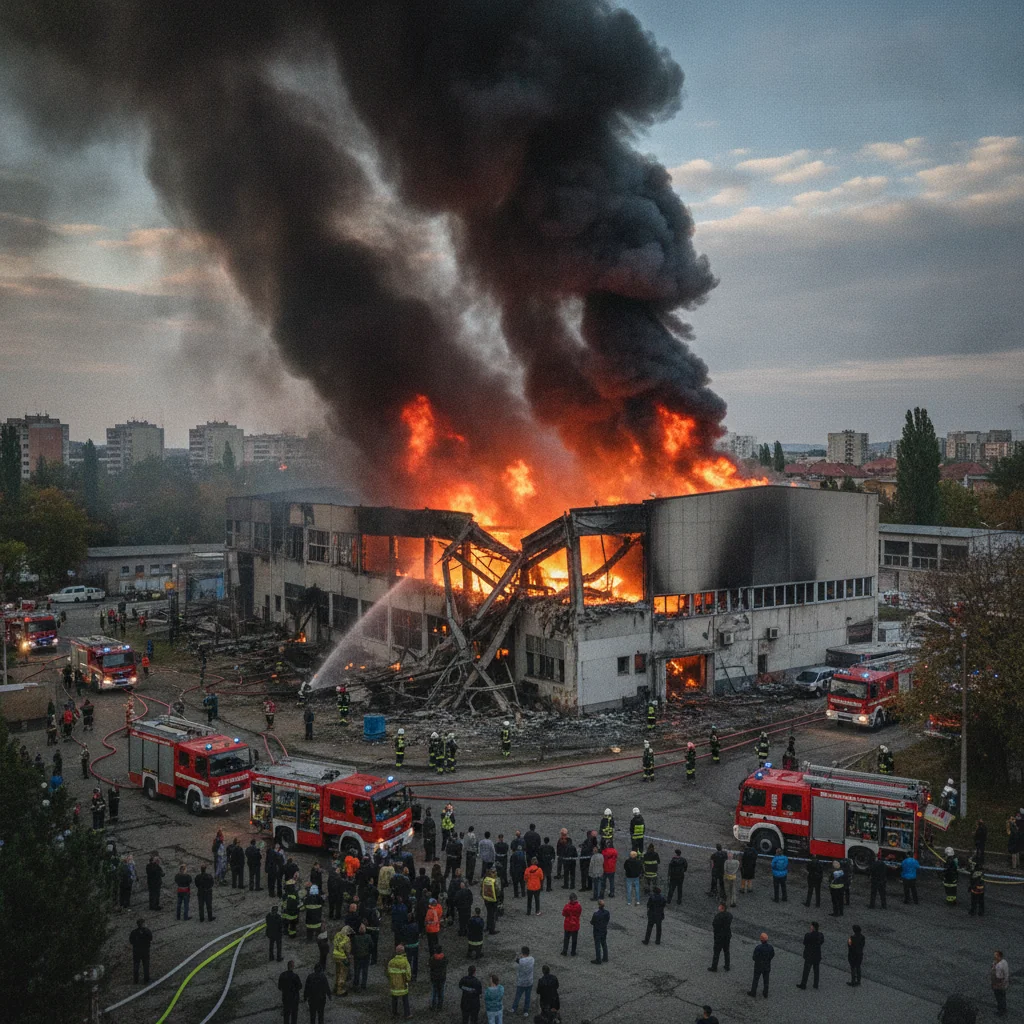 Explozie și incendiu la o fabrică de lemn din Brașov