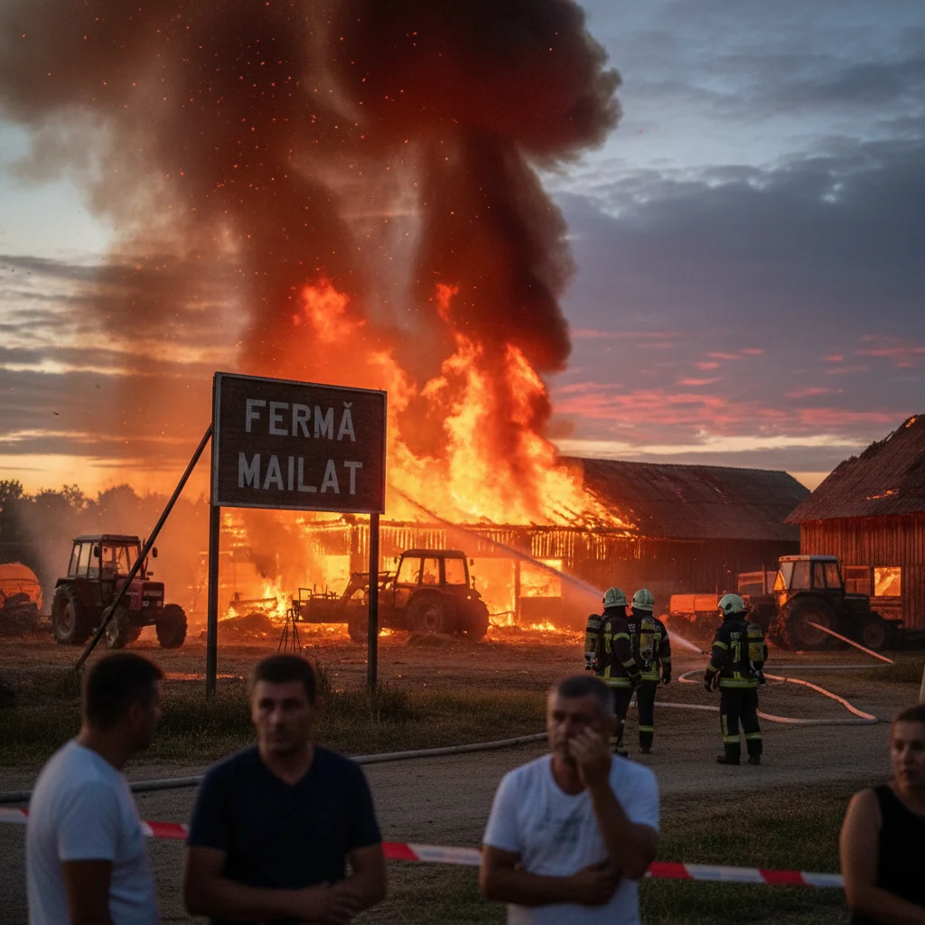 Incendiu violent la o fermă din Mailat, sâmbătă seara