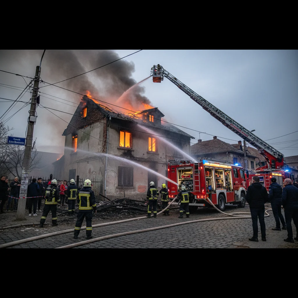 Intervenție ISU la un incendiu de locuință pe strada Alexandru Odobescu din Arad