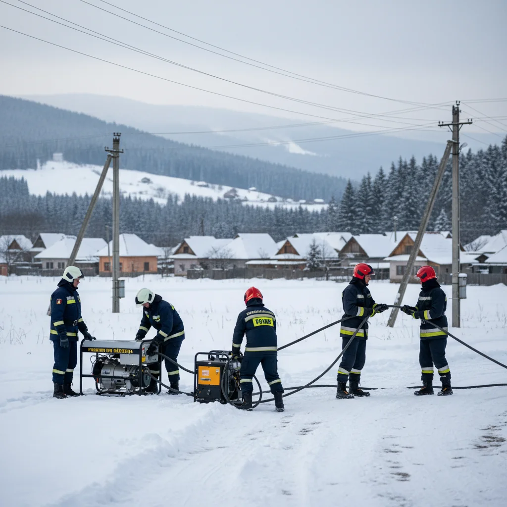 Pompierii din Bârzava, misiune de sprijin pentru alimentarea cu energie electrică în Vidra, județul Alba