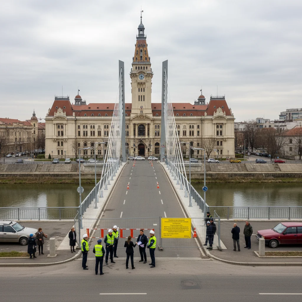 Primăria Arad, sancționată pentru deschiderea înainte de termen a podului hobanat peste Mureș