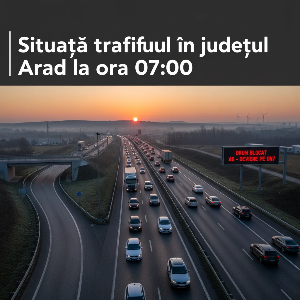 Trafic în condiții de iarnă în județul Arad la ora 07:00, anunțat de poliție