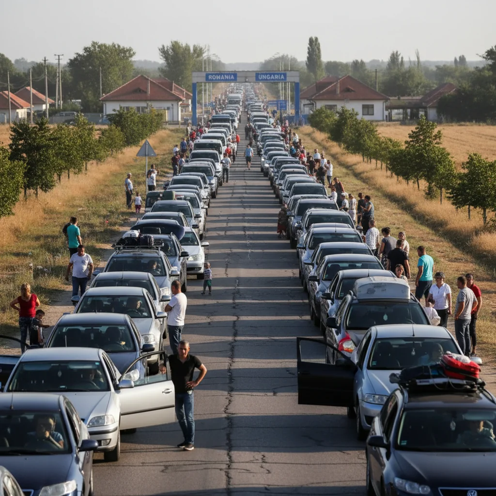 Trafic intens de camioane și cozi de kilometri la Vama Vărșand, Arad