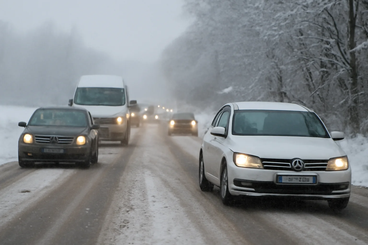 Trafic rutier în condiții de iarnă la Arad: circulație deschisă, dar cu ninsoare slabă