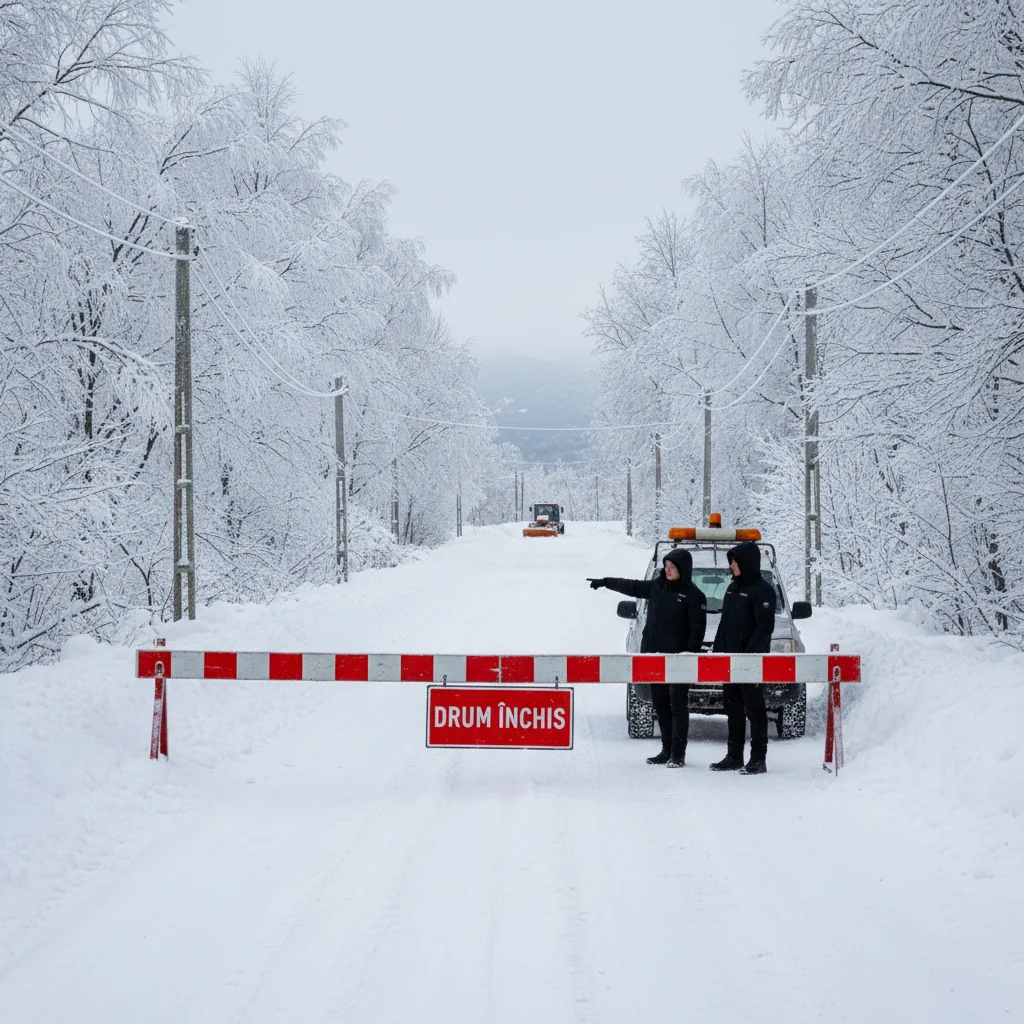 Tronsonul rutier Slatina–Mădrigești, închis temporar pe timpul nopții din cauza viscolului în județul Arad