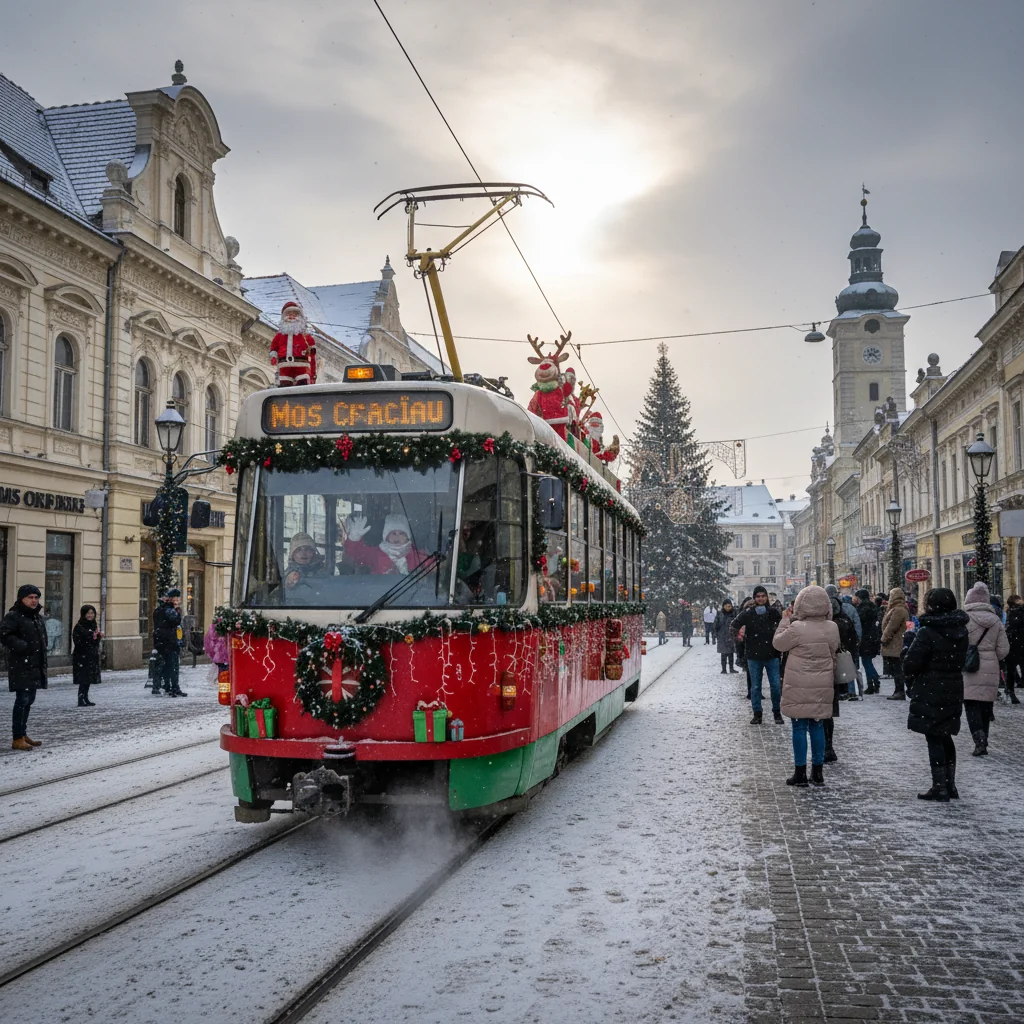 Ultima zi pentru „Tramvaiul lui Moș Crăciun” în Arad: cursa festivă se încheie pe 24 decembrie
